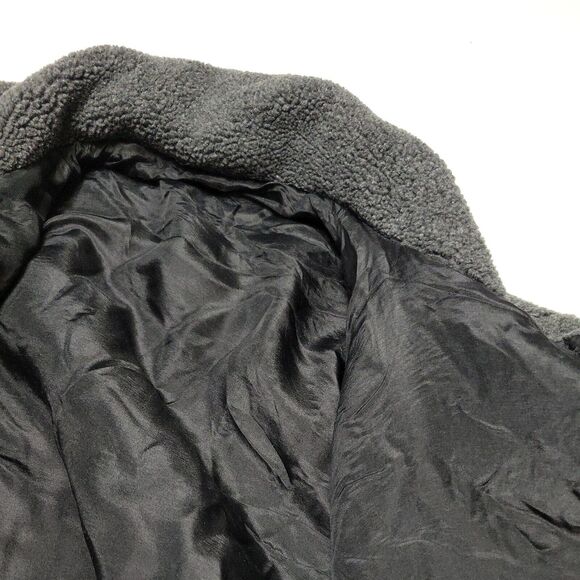 Outbrook Coat Women M Fleece Jacket Grey long Sleeve Button Patch Pockets Collar - Picture 10 of 14